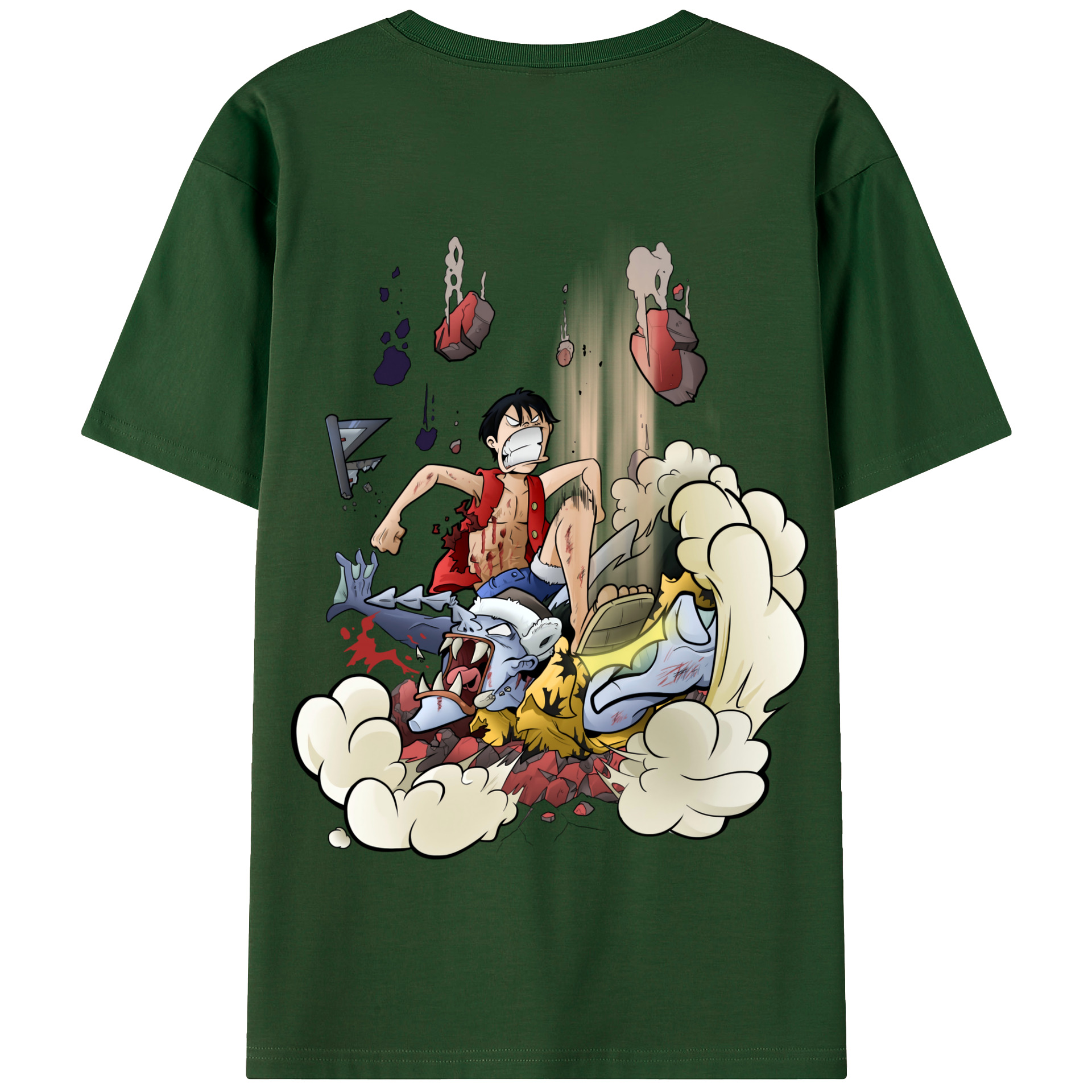 ワンピース モンキー・D・ルフィ ONE PIECE Monkey D. Luffy 綿100％半袖Tシャツ（背面プリント）
